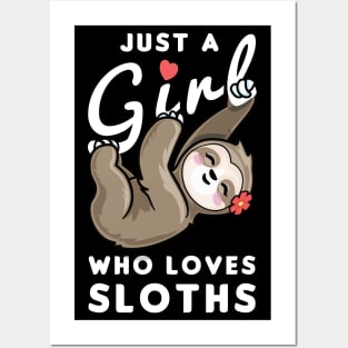 Girl Who Loves Sloths Posters and Art